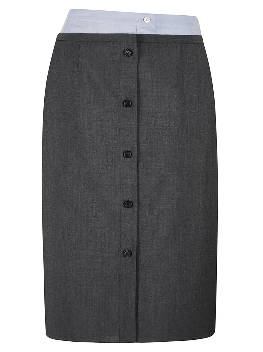 Prada Tailored Grey Mohair Chambre Mini Skirt