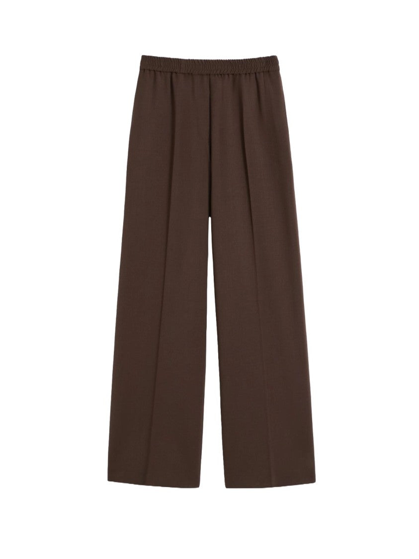 Max Mara Straight-Leg Chocolate Brown Pants With Elastic Waistband