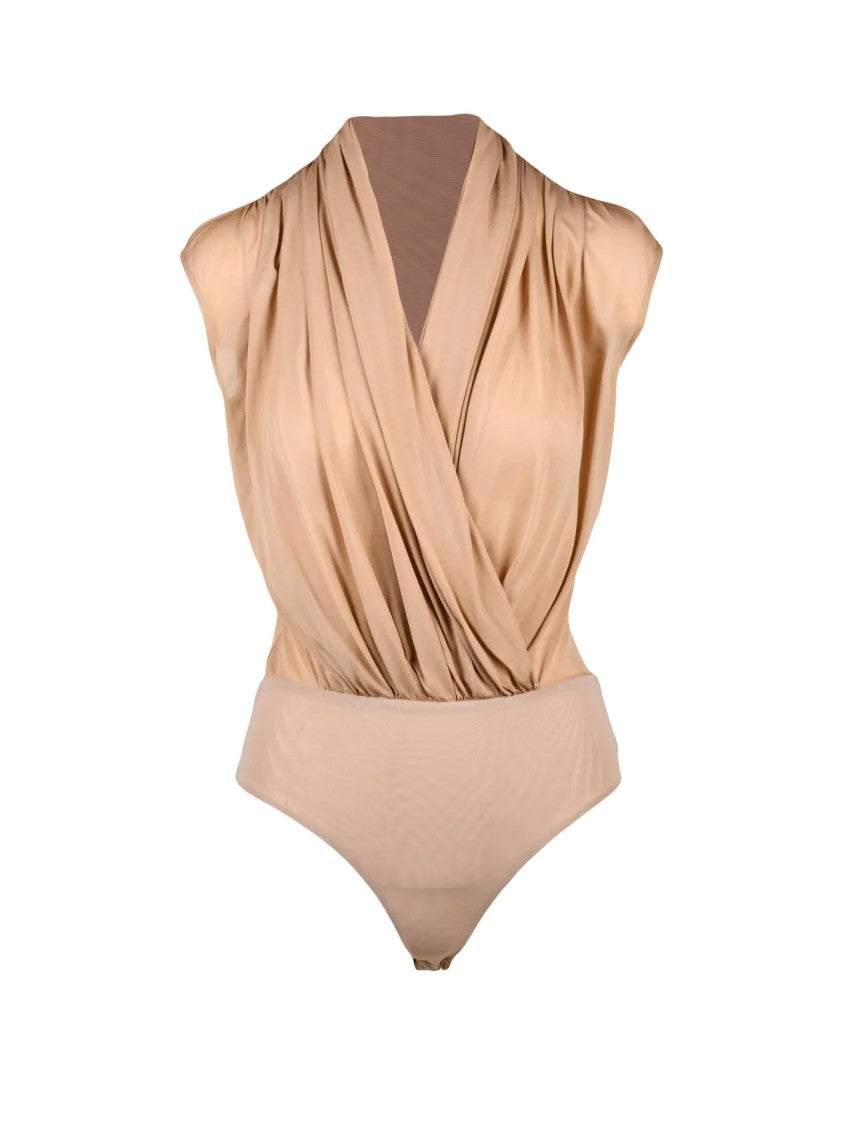Max Mara Pink Viscose Draped Bodysuit