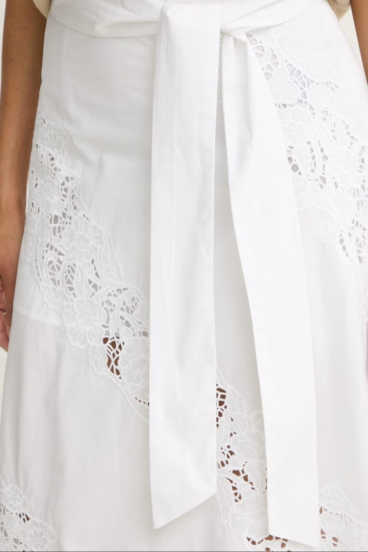 Twin-Set Midi A-Line Skirt With Lace Inserts