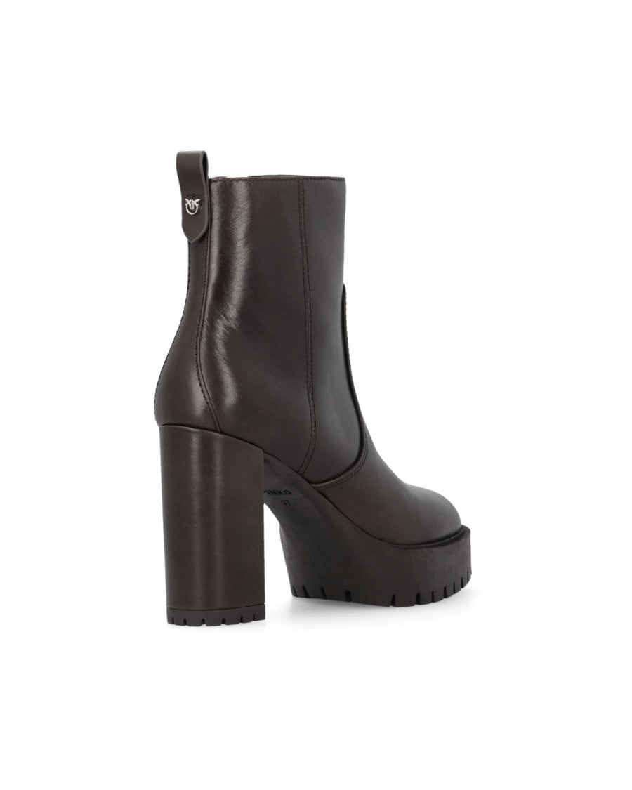 Pinko Calf Leather Lug Sole Boots