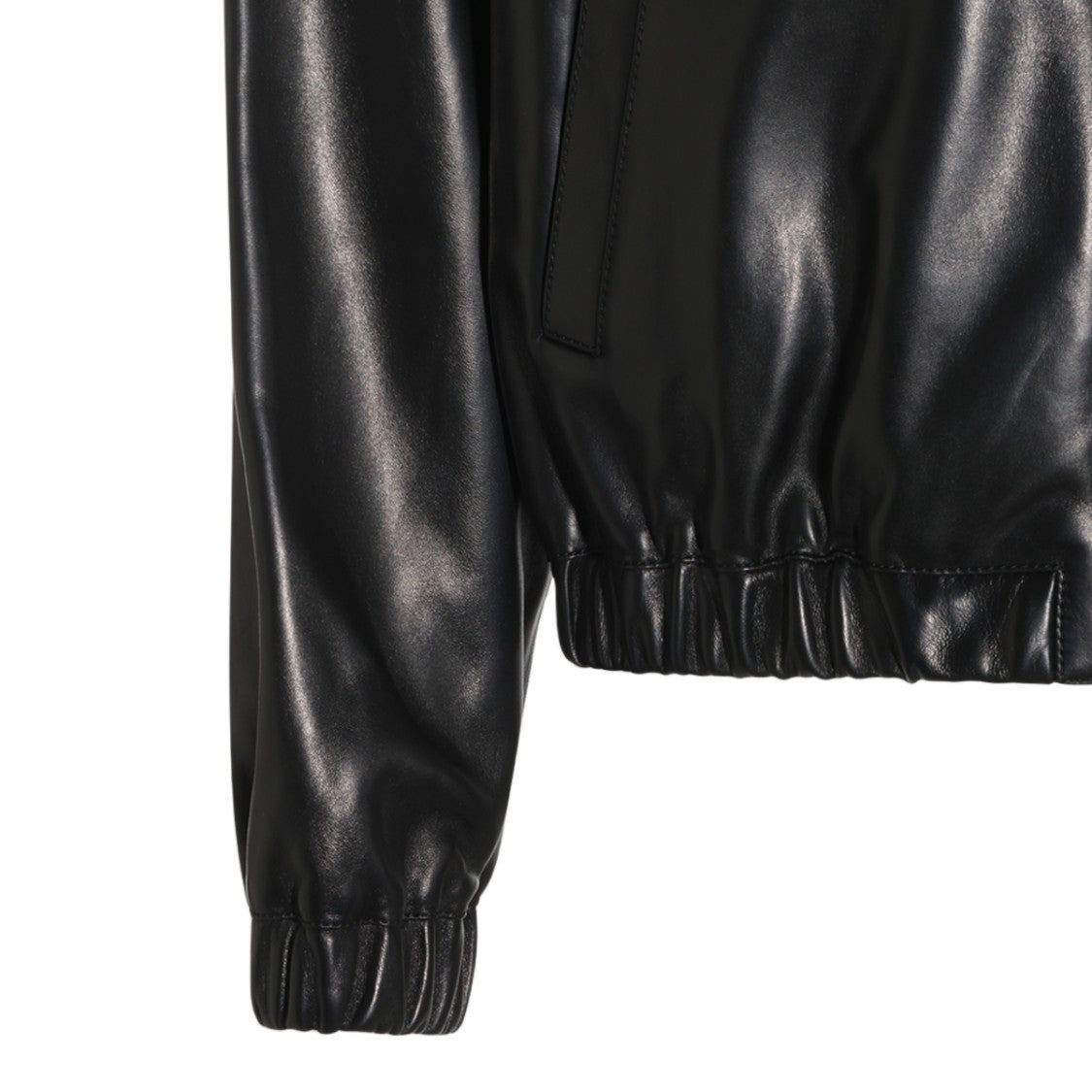 Saint Laurent Black High Collar Zipper Leather Jacket