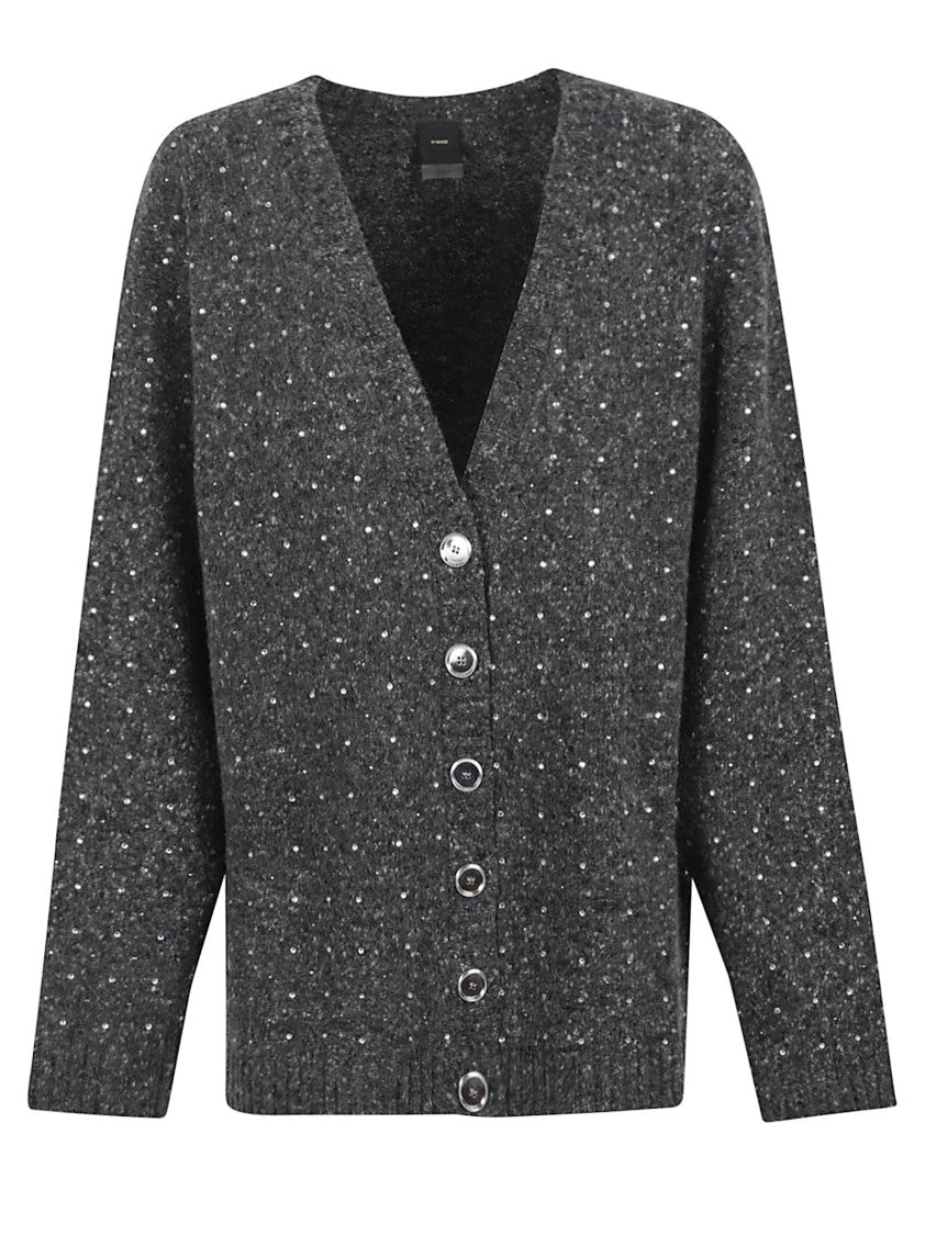 Pinko Dark Grey Knitted Cardigan With V-Neckline