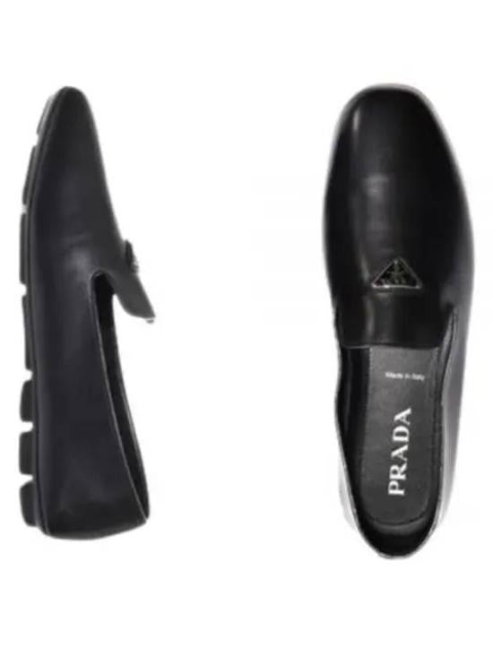 Prada Smooth Leather Black Loafers With Chunky Rubber Sole