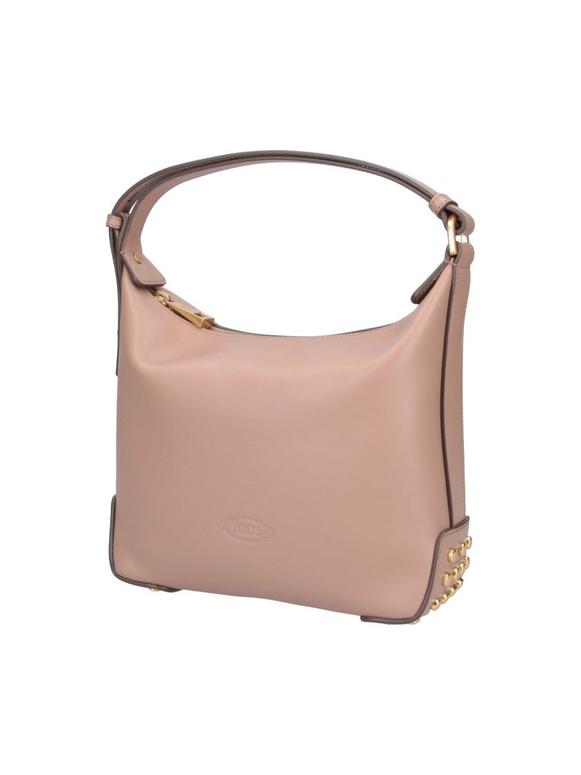 Tod's Beige Metal Dots Smooth Leather Bag