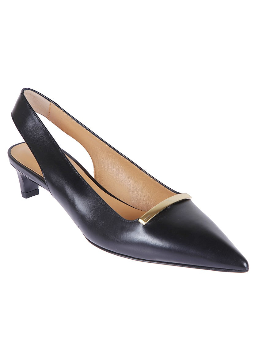 Tod's Black Leather Pumps With Iconic Logo