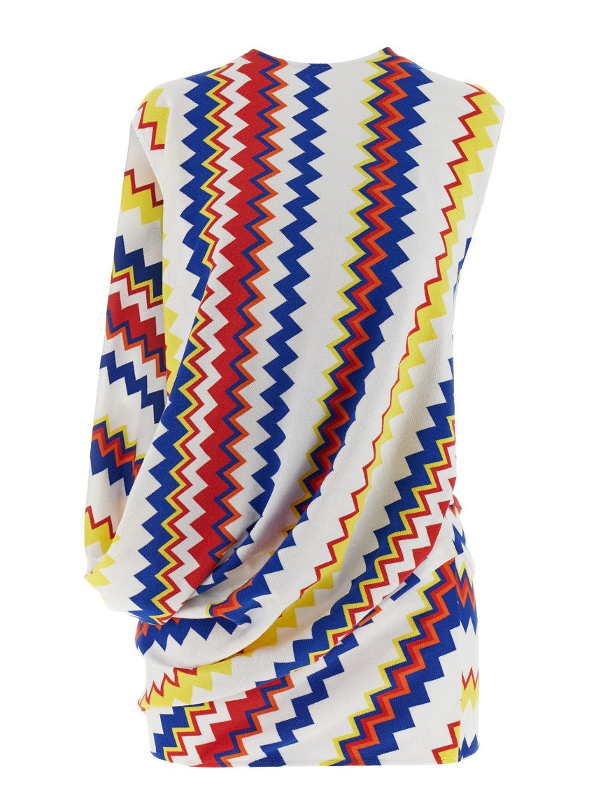 Missoni Peplum Top With Vibrant Zigzag Pattern And Stylish Draping