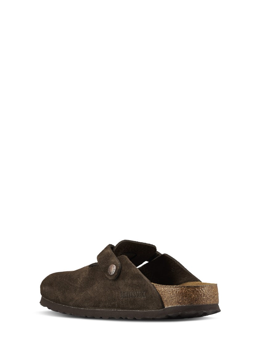 Birkenstock Mocca Boston Sfb Adjustable Buckle Suede Mules