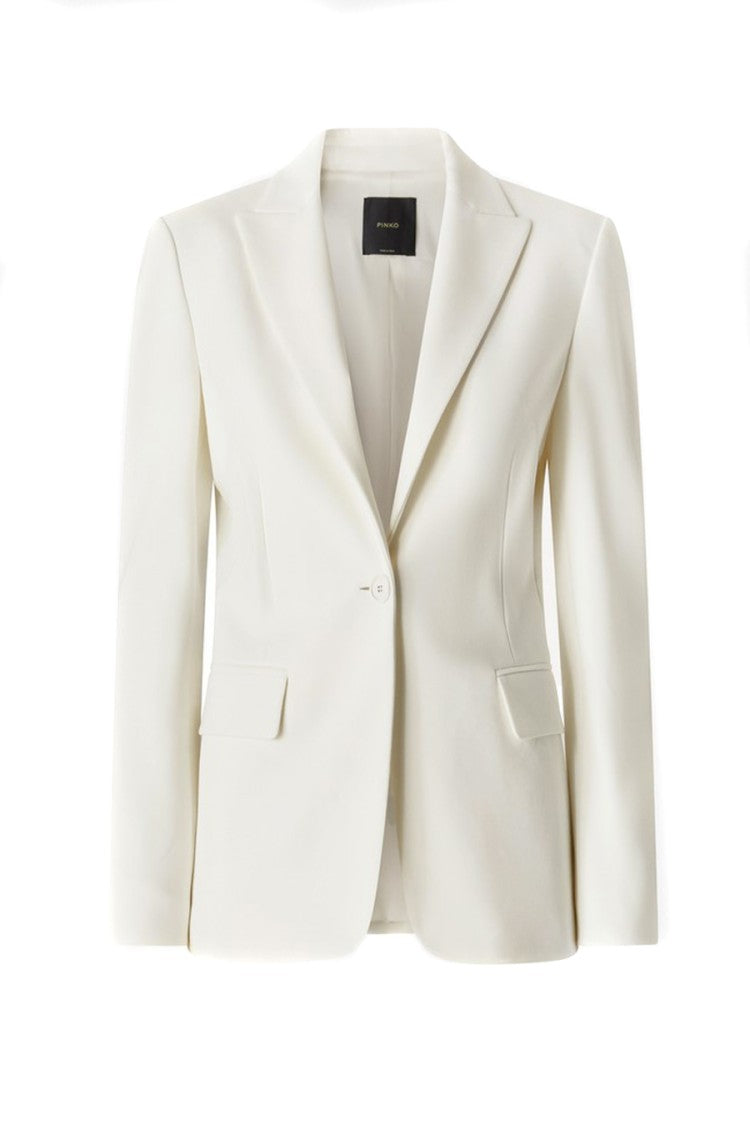 Pinko White Viscose-Nylon Single-Breasted Blazer