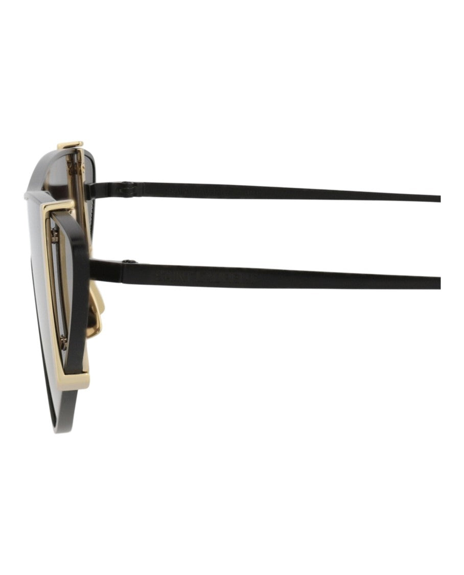 Saint Laurent Cat Eye-Frame Metal Sunglasses With Gold Accents