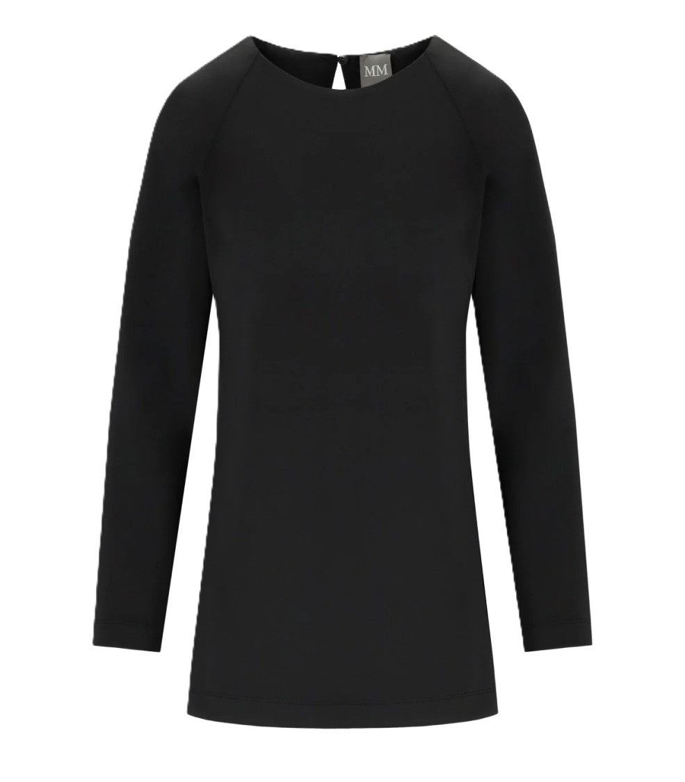 Max Mara Long-Sleeved Black Top With Keyhole Back Detail