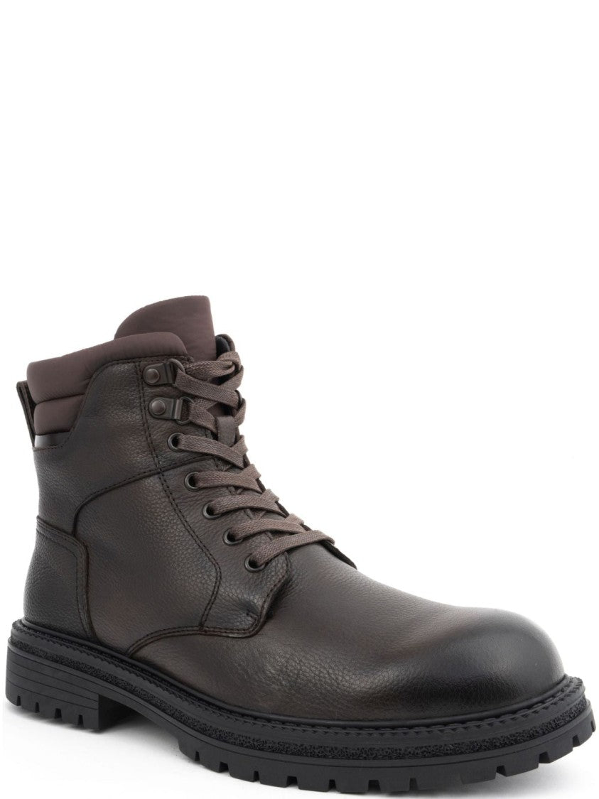 La Conte Rugged Leather Ankle Boots With Side Zipper