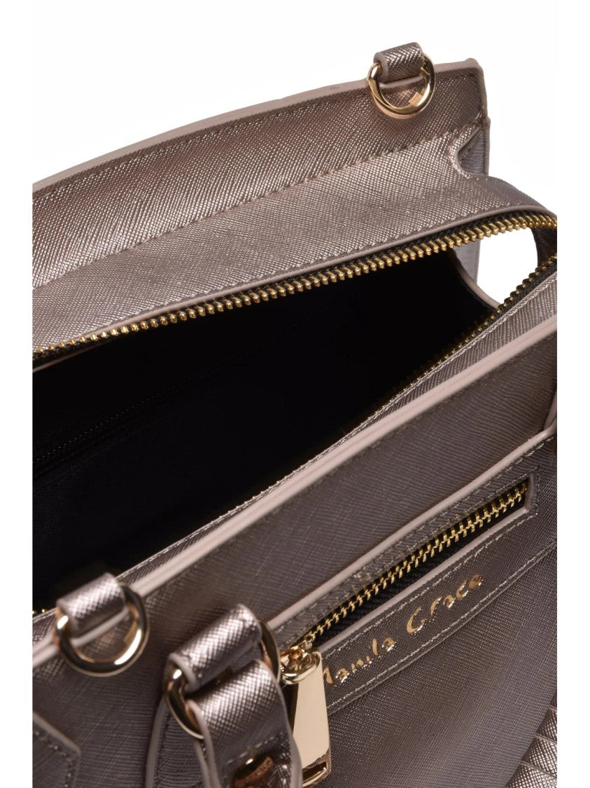 Manila Grace Bronze Small Trapezoidal Polyurethane Shoulder Bag