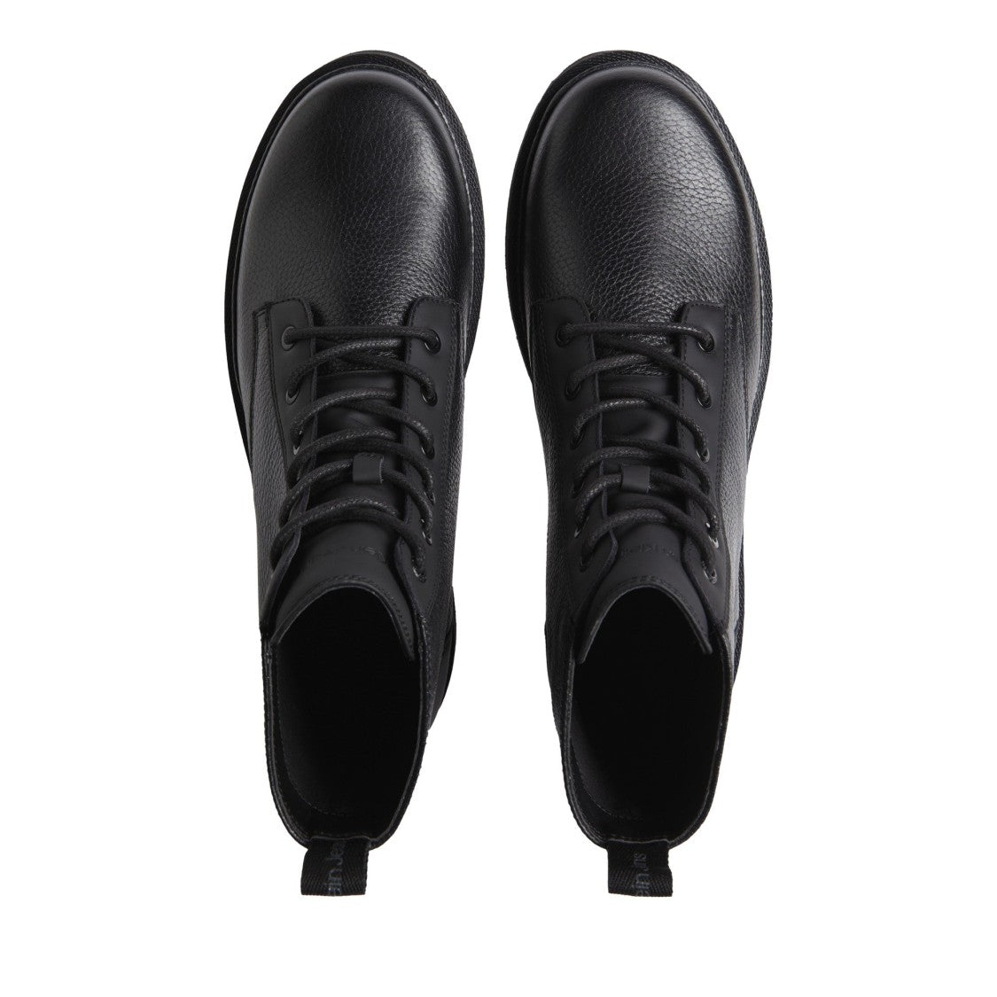 Calvin Klein Jeans Black Pebbled Leather Mid Ankle Boots