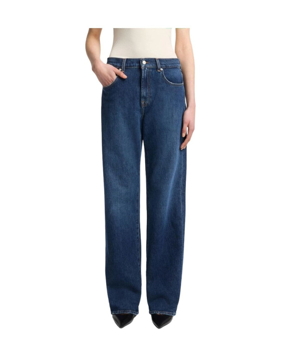 7 For All Mankind High-Waisted Dark Blue Jeans With Relaxed Fit