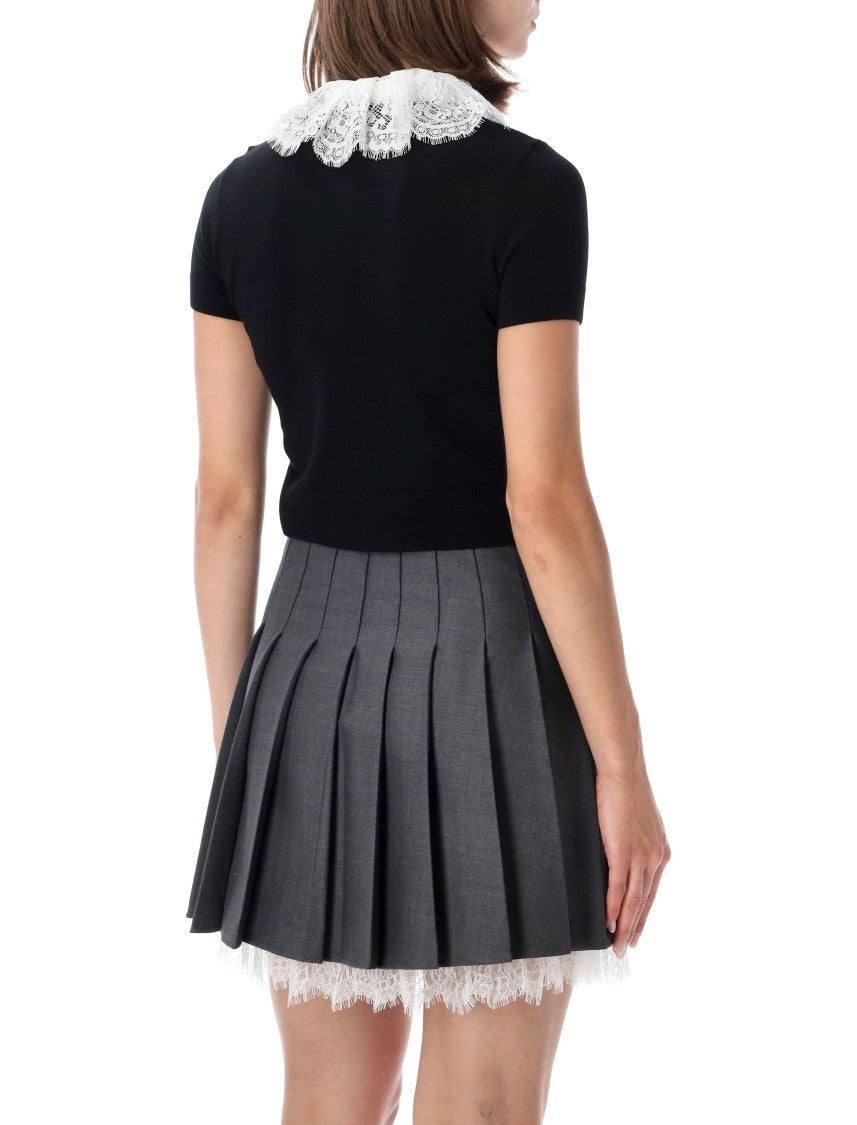 Self-Portrait Lace Detail Knit Top