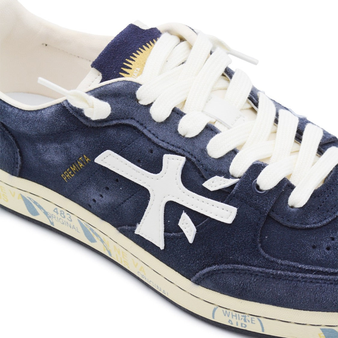 Premiata Navy Basket Clay Leather Sneakers