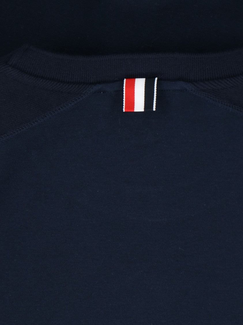 Thom Browne Crew Neck T-Shirt With Distinctive 4-Bar Logo