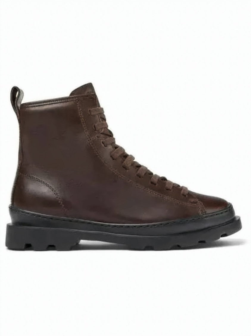 Camper Ankle-High Calf Leather Boots With Rugged Eva Sole
