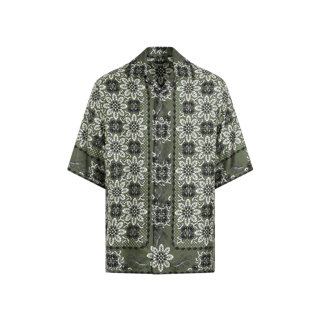 Etro Green Printed Silk Boxy Shirt