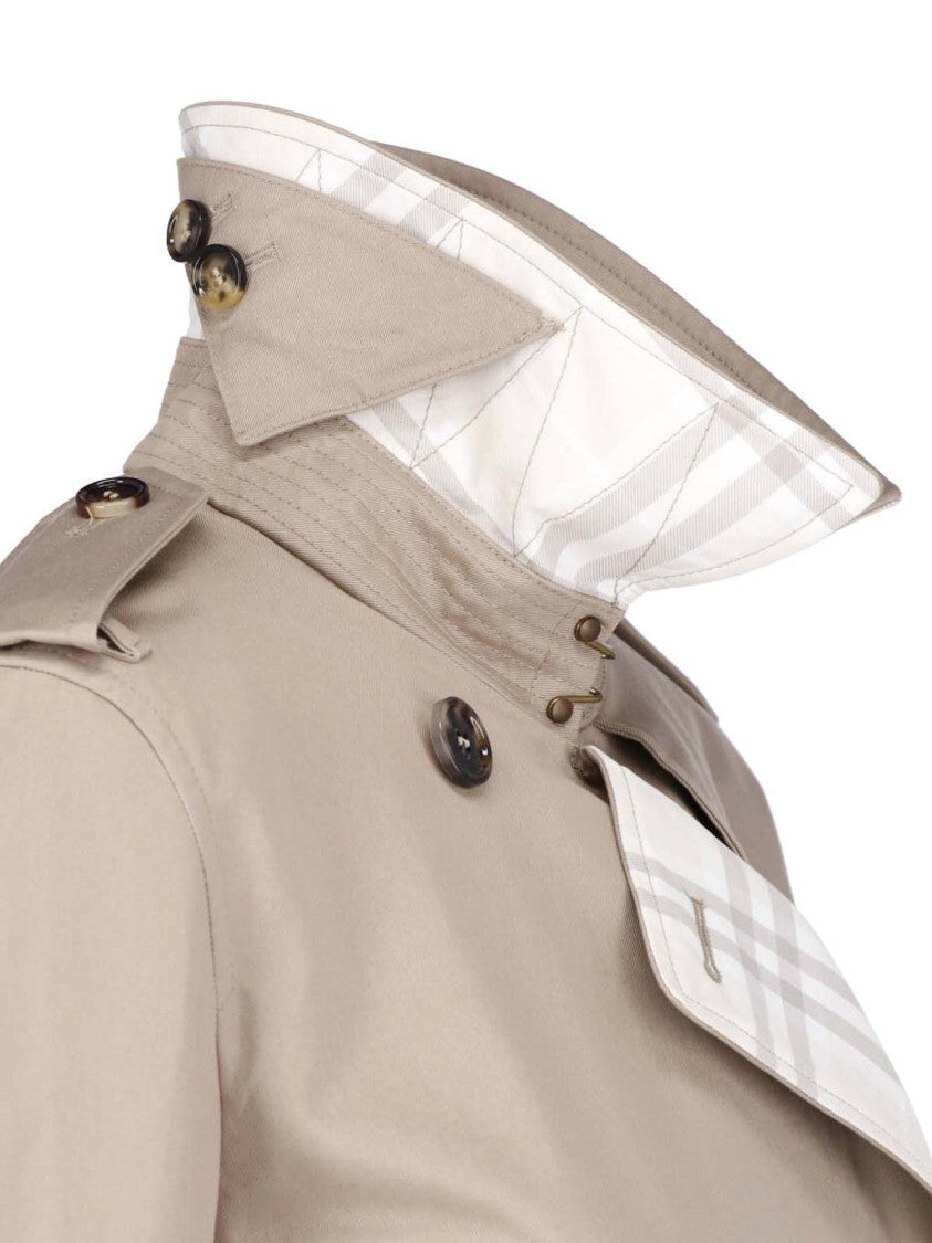 Burberry Beige Double-Breasted Cotton Trench Coat