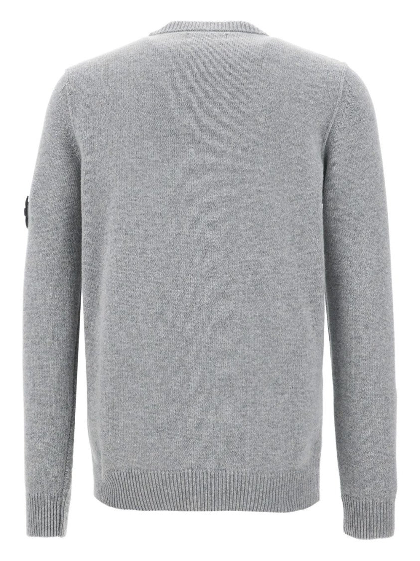 Stone Island Gray Wool Blend Sweater With Modern Fit
