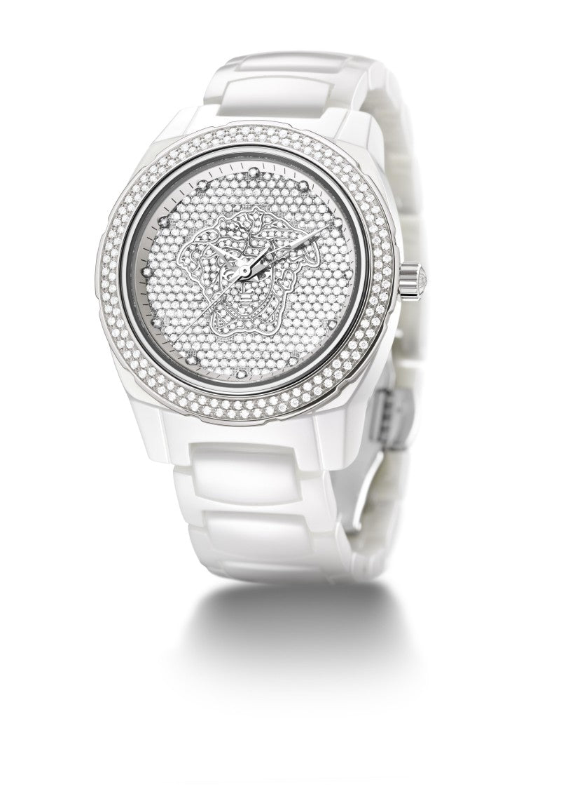 Versace Dv One Full Diamond Ceramic Watch With Three-Hand Automatic Movement