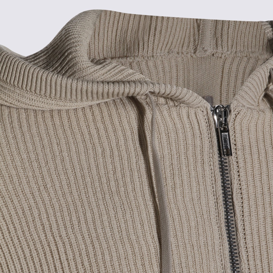 Rick Owens Sand Wool Hooded Zip Sweater