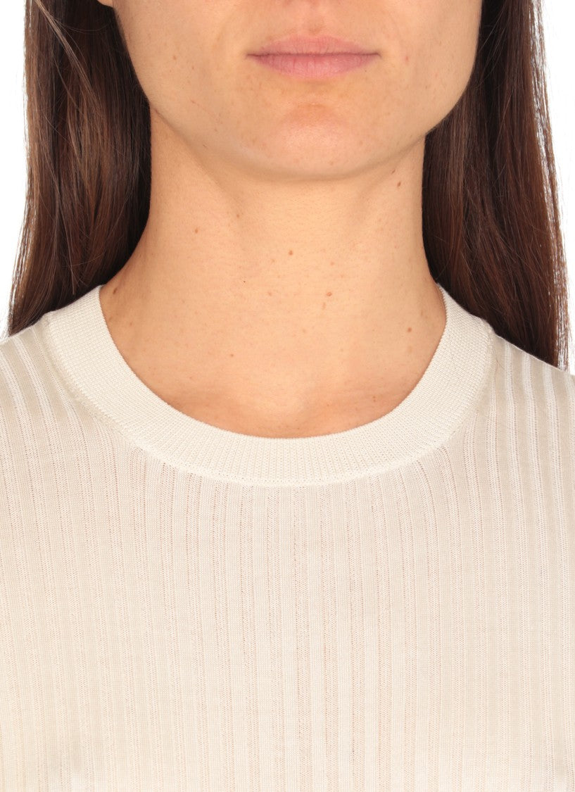 Jil Sander Ivory Silk T-Shirt