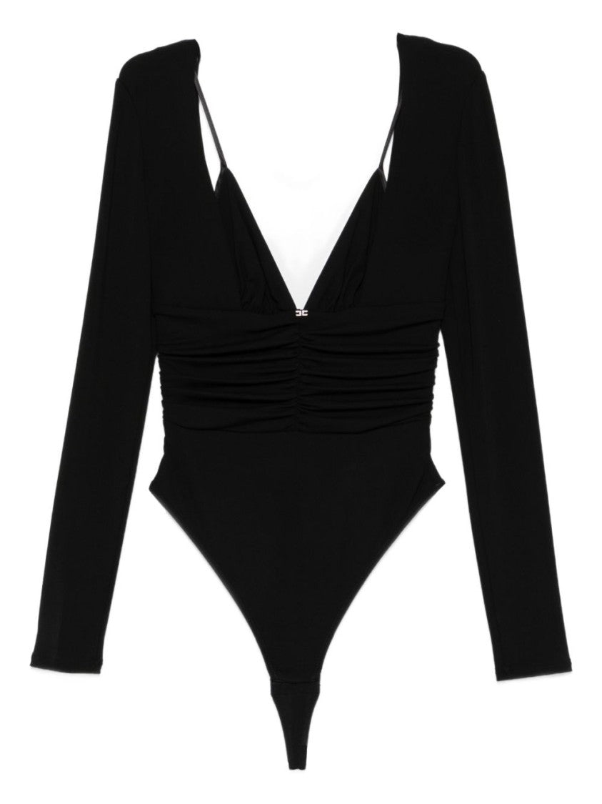 Elisabetta Franchi Fitted Bodysuit With Deep V-Neckline