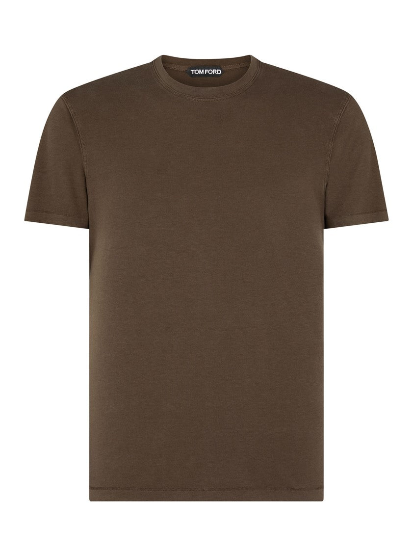 Tom Ford Khaki Crew Neck T-Shirt In Lyocell