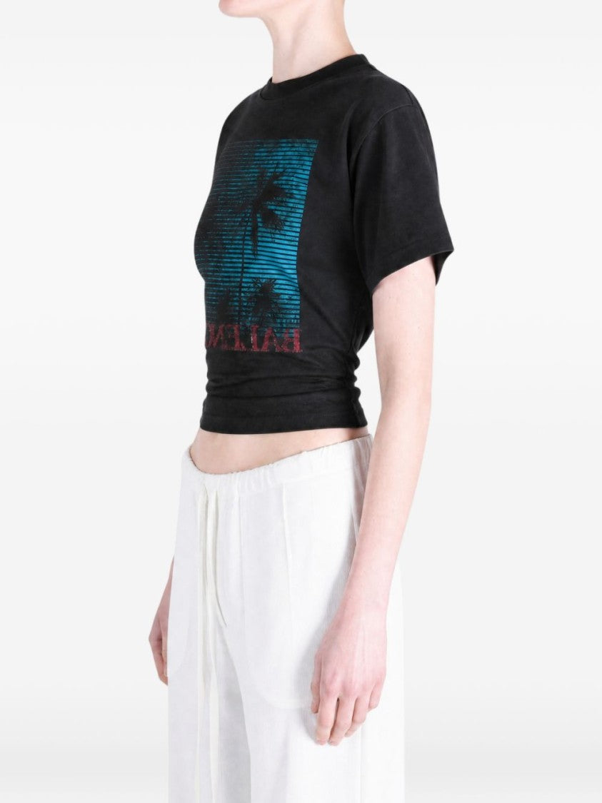 Balenciaga Multicolor Vintage Holiday Cropped T-Shirt