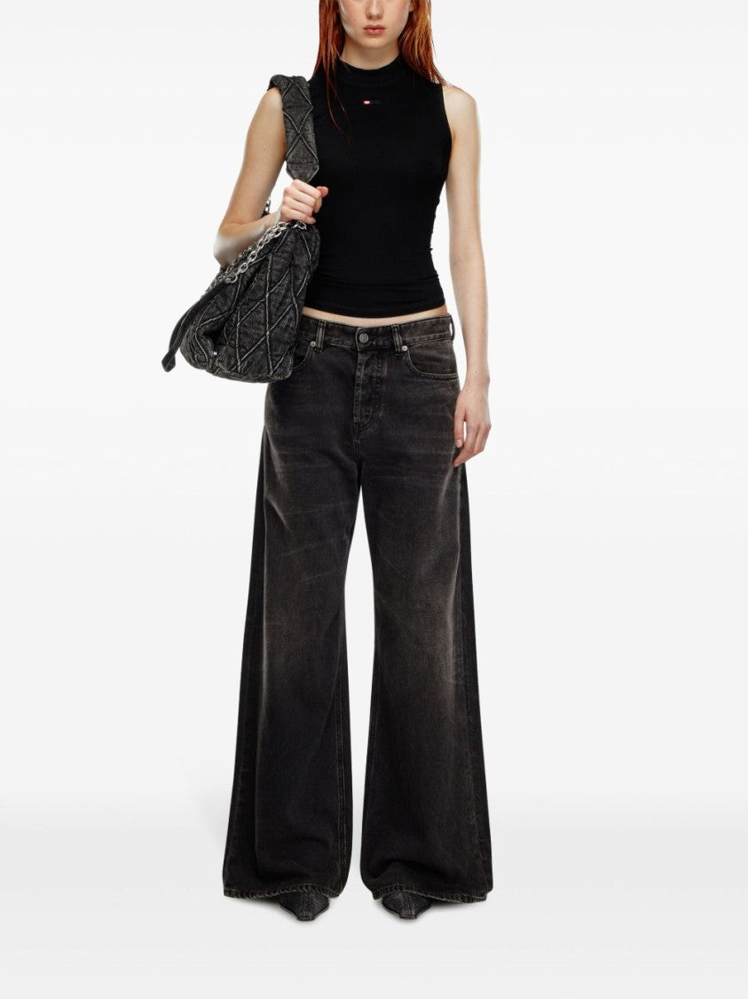 Diesel Wide-Leg Black Jeans With Classic Five-Pocket Styling