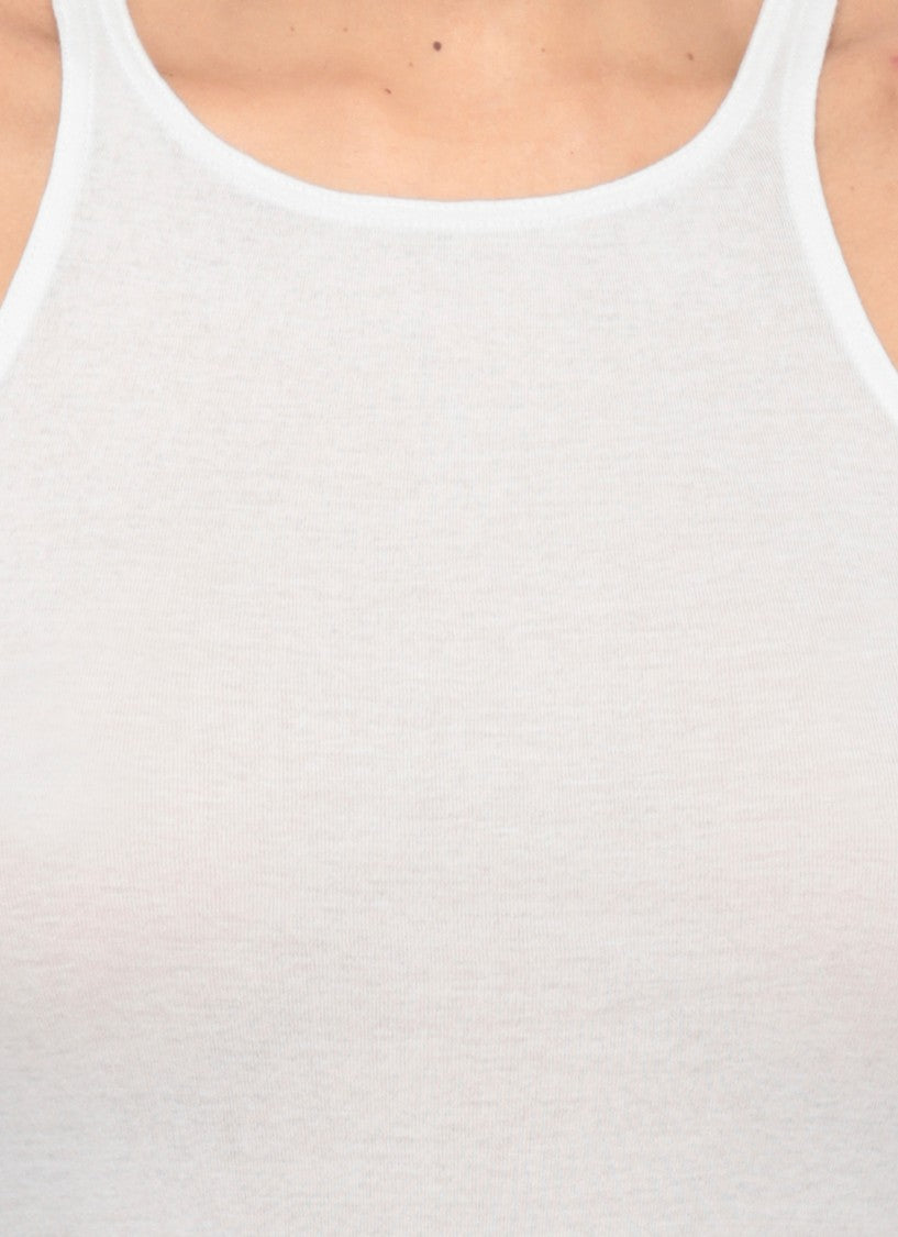 Drkshdw By Rick Owens Ivory Racer Cotton Tank Top