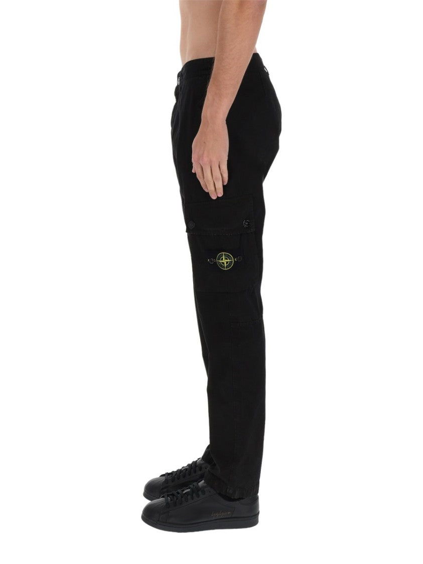 Stone Island Neutrals Logo Patch Cotton Cargo Pants