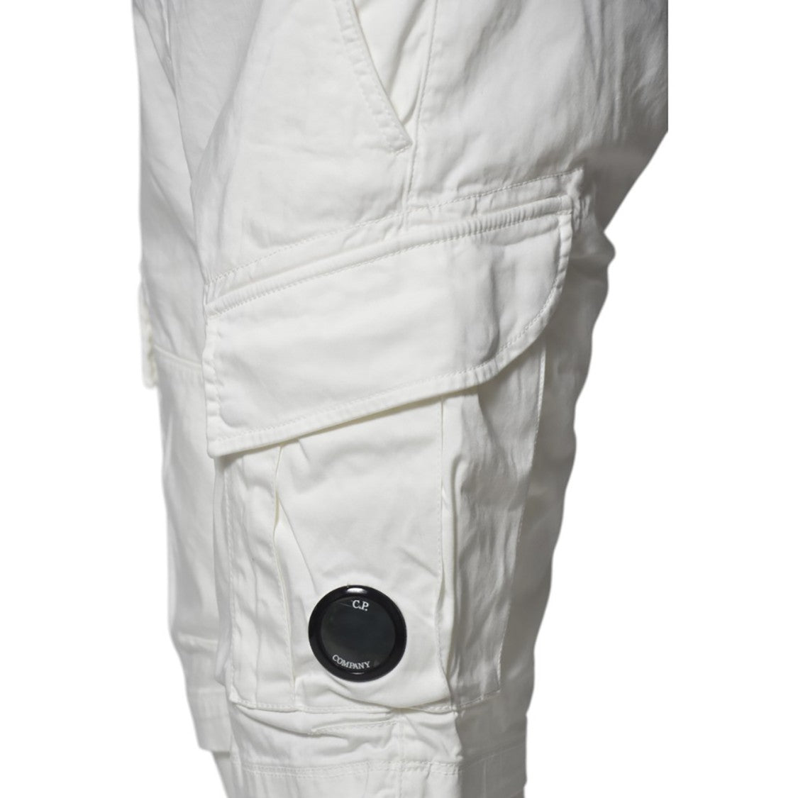 C.P. Company White Cotton Sateen Cargo Bermuda Shorts