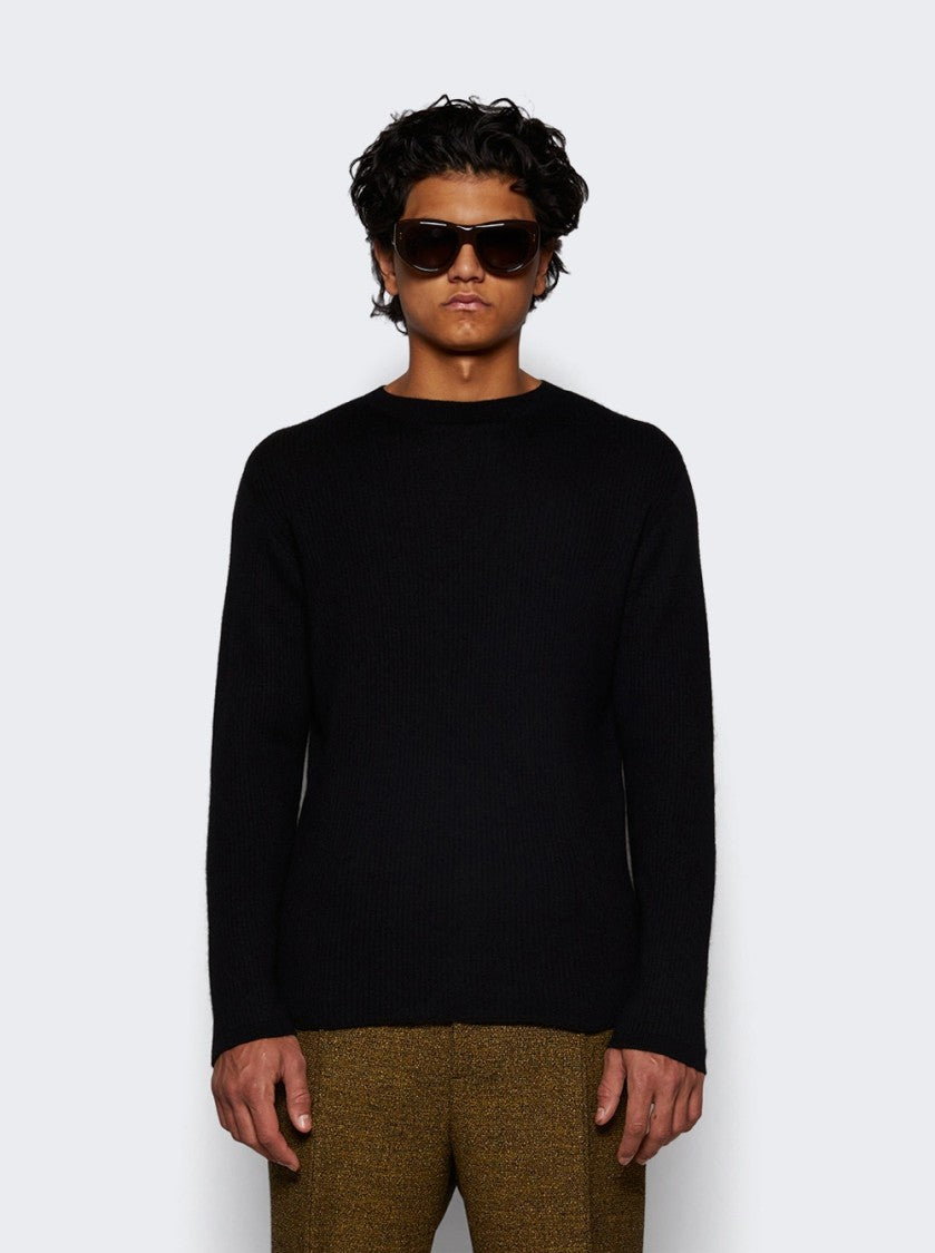 The Elder Statesman Heavy Delicash Crew Sweater Black