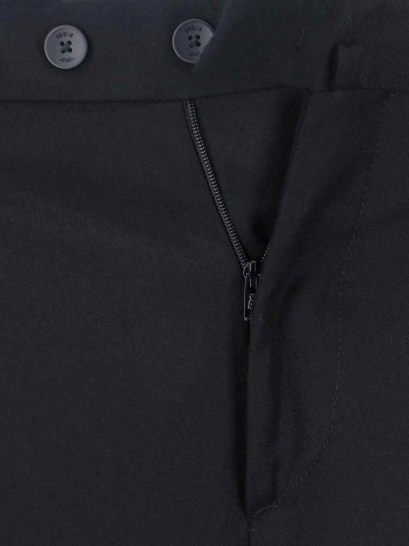 Briglia Tailored Black Virgin Wool Trousers With Cuffed Hem