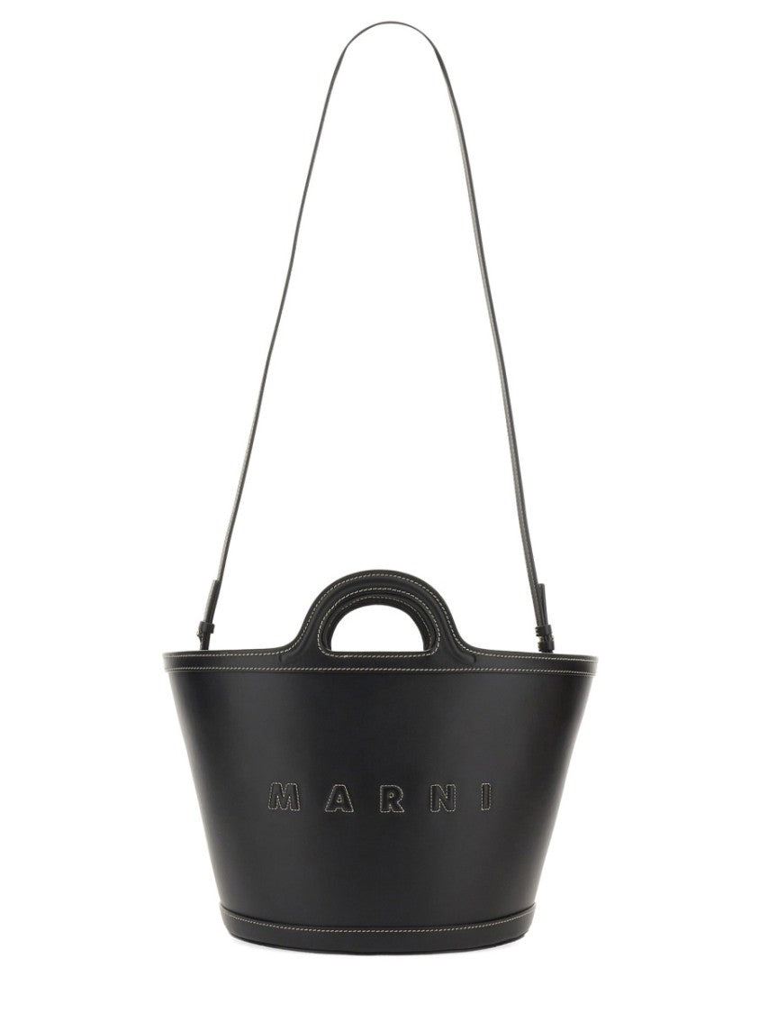 Marni Structured Black Shoulder Bag With Double Top Handle