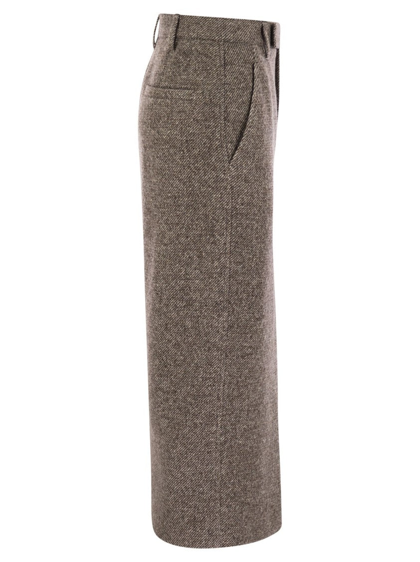 Brunello Cucinelli Sartorial Pencil Skirt In Diagonal Mélange