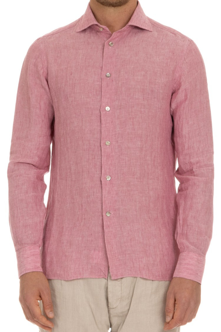 Borriello Solid Delavè Linen Tailored Shirt