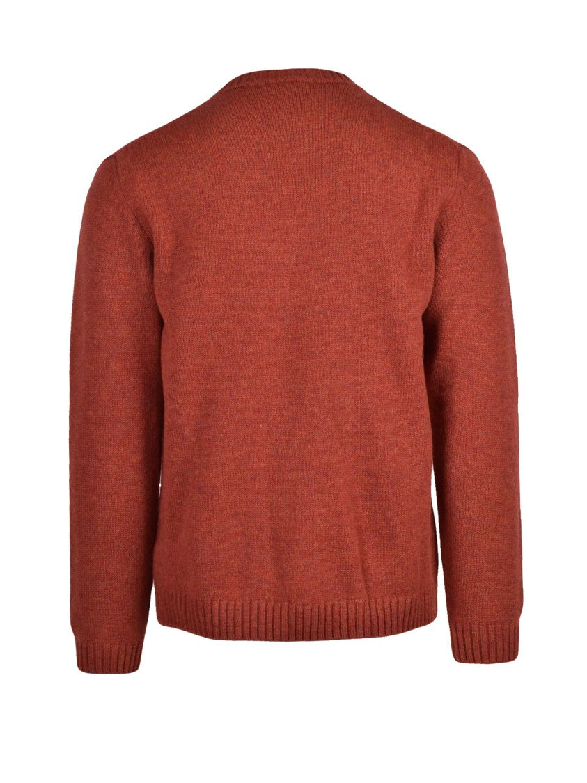 Daniele Fiesoli Crewneck Sweater In Rich Rust Tone With Ribbed Detailing