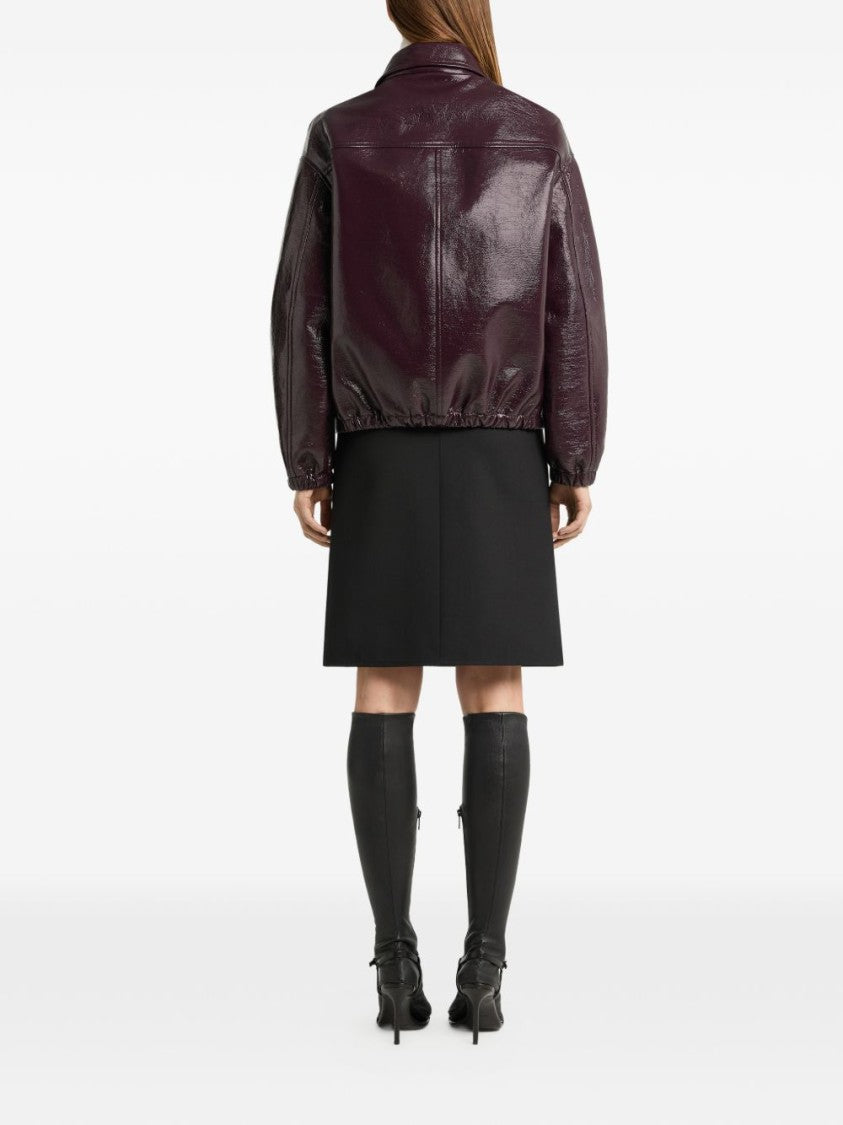 Courrèges Cropped Glossy Classic Collar Jacket