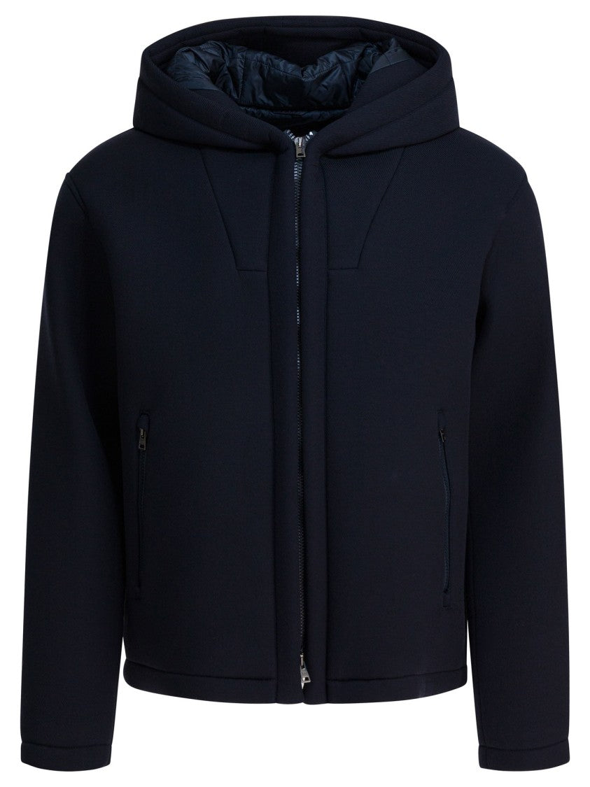 Herno Short Structured Jacket With Padded Hood