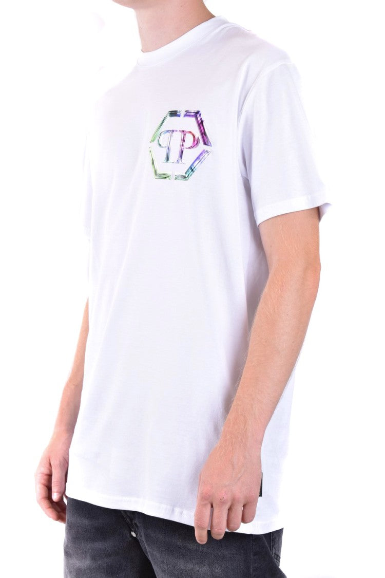 Philipp Plein Short-Sleeve Cotton T-Shirt Hexagonal Logo