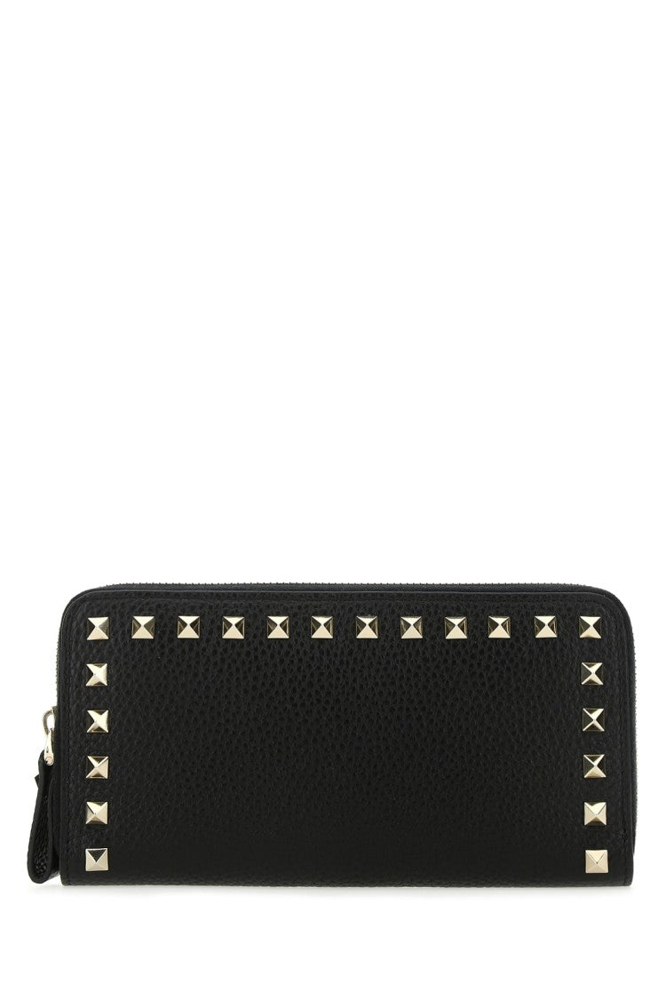 Valentino Garavani Textured Finish Wallet With Metallic Studs