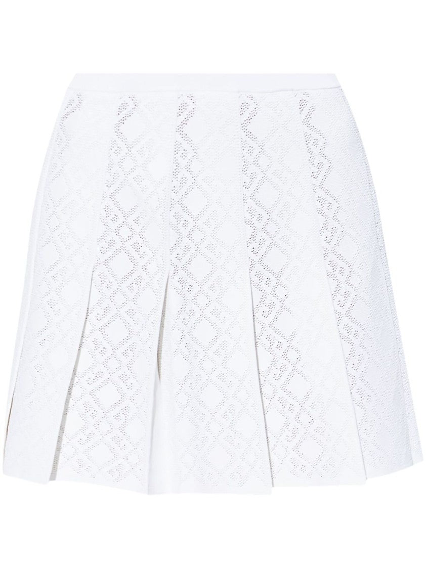 Givenchy Pleated Pointelle Knit Skirt With Ribbed Waistband