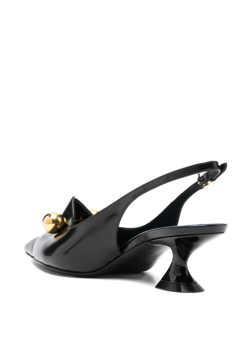 Lanvin Black Silk And Nylon Pointed Pumps