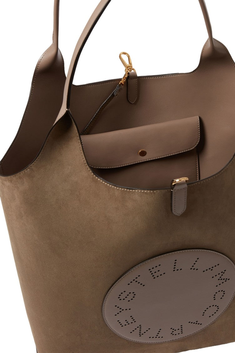 Stella Mccartney Brown Logo Reversible Vegan Leather Tote Bag