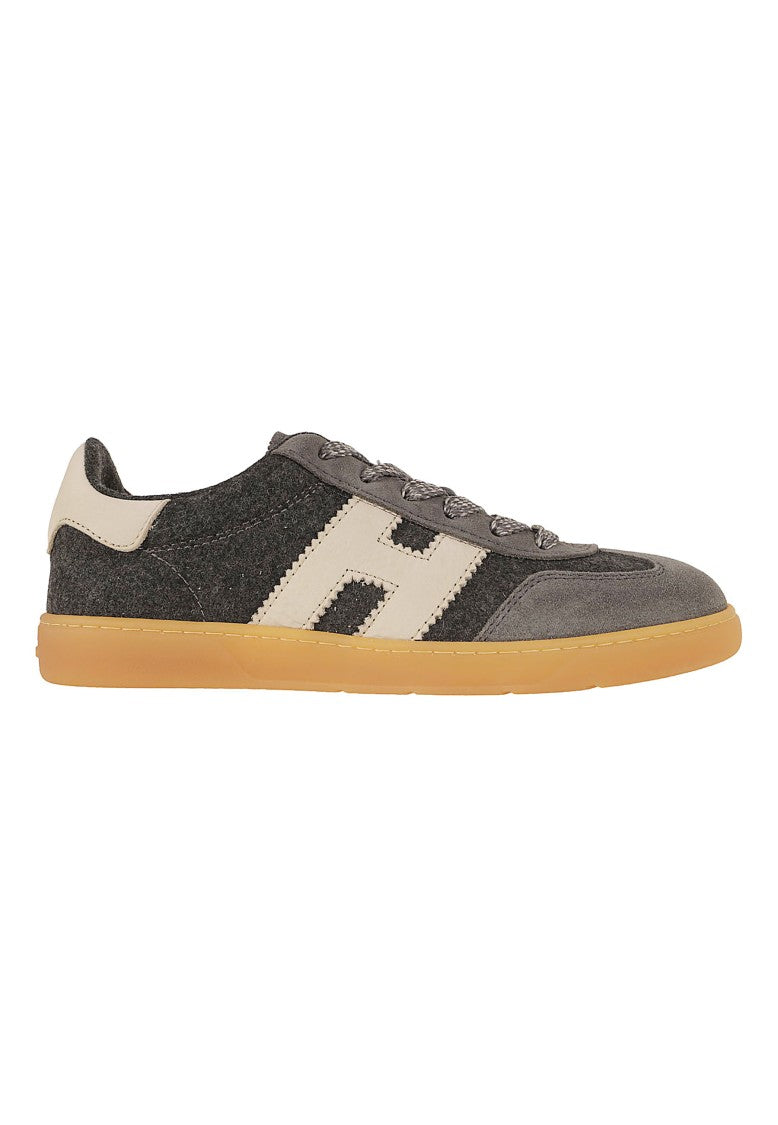 Hogan Dark Grey Cool Wool Suede Retro Sneakers